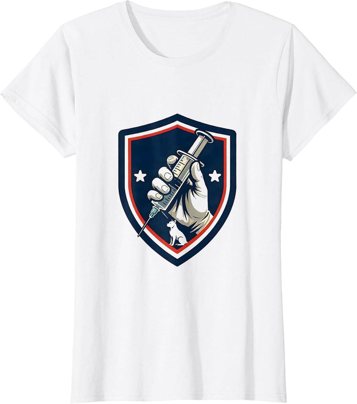 Sealed Shield Badge Vet Tech Medical Star Humor T-Shirt - White