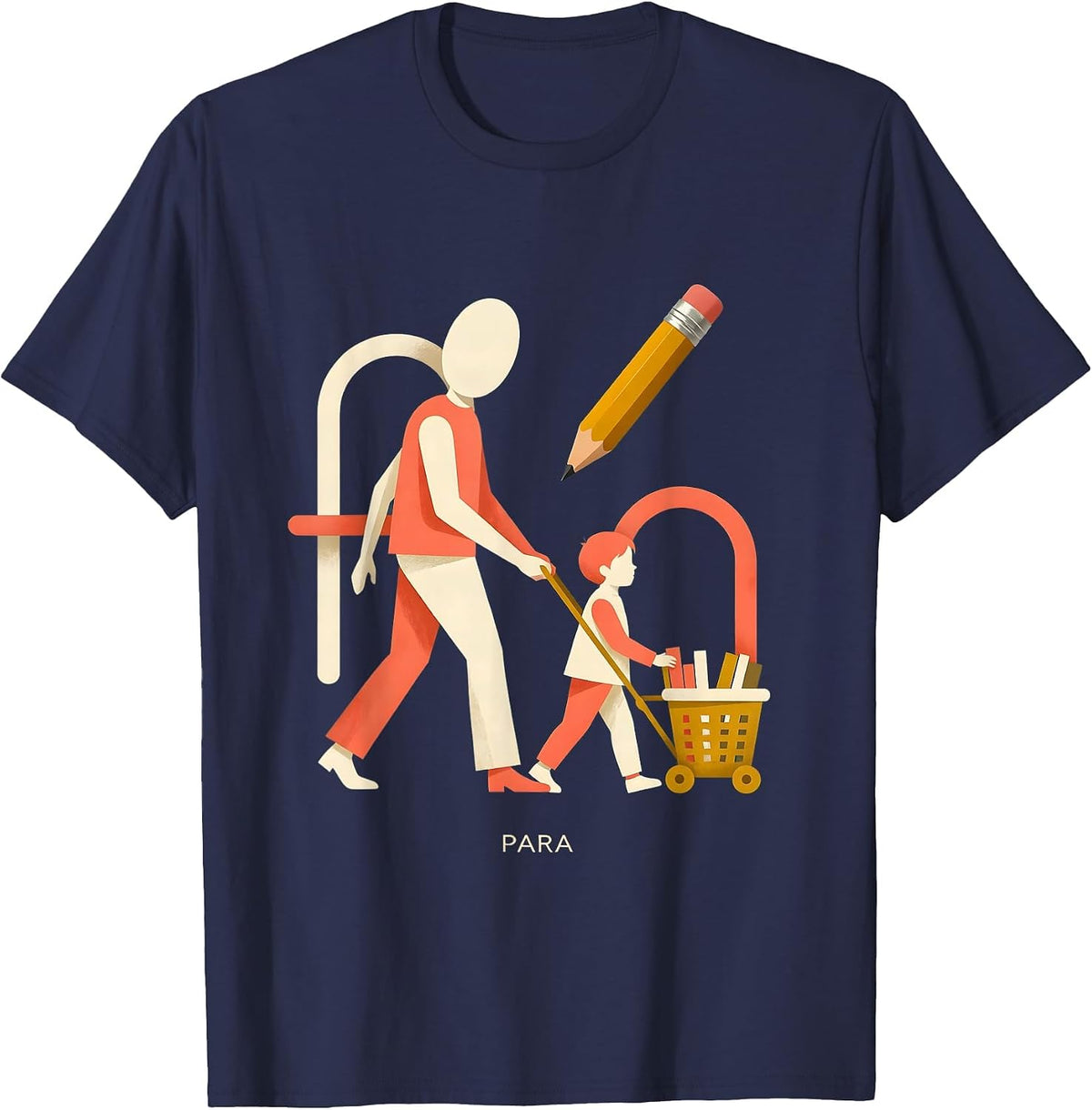 Men's Para Midcentury Modern Paraprofessional Teacher Aide T-Shirt - Navy Blue