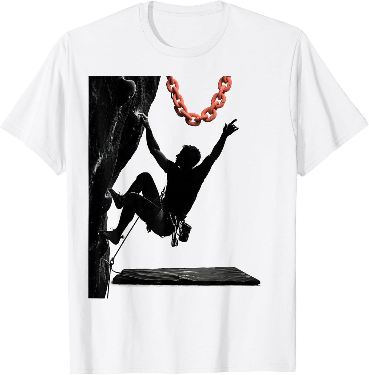Men's Climber Silhouette Bouldering Humor Rock Climbing Gift T-Shirt - White