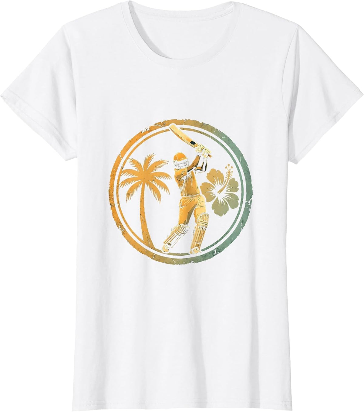 Jamaica Cricket Batsman Illustration T-Shirt - White