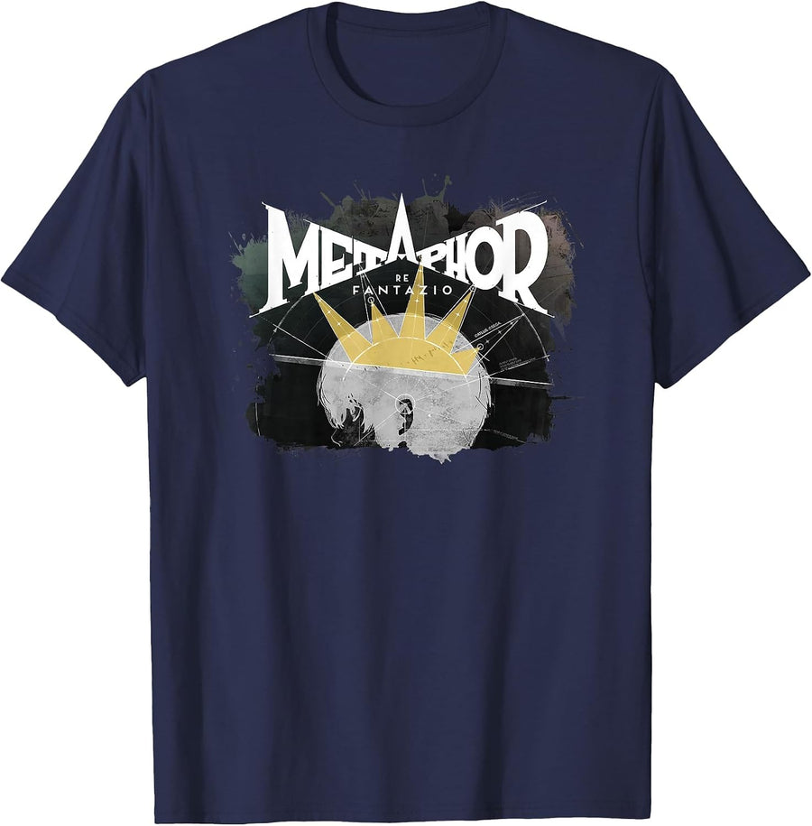 Metaphor: ReFantazio Logo with Status Icon ATLUS T-Shirt - Navy Blue