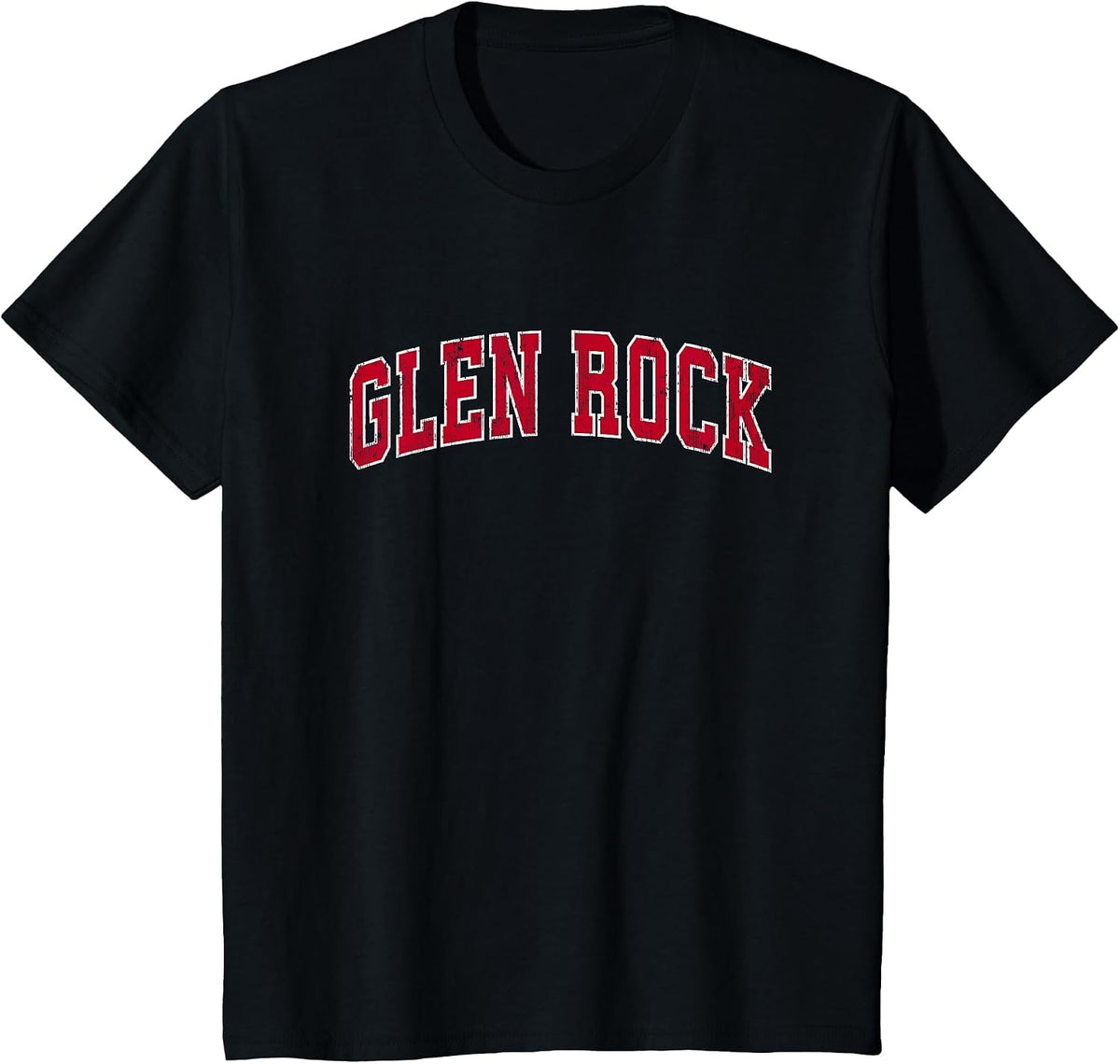 Glen Rock New Jersey NJ Vintage Sports Design Red Design T-Shirt - Black