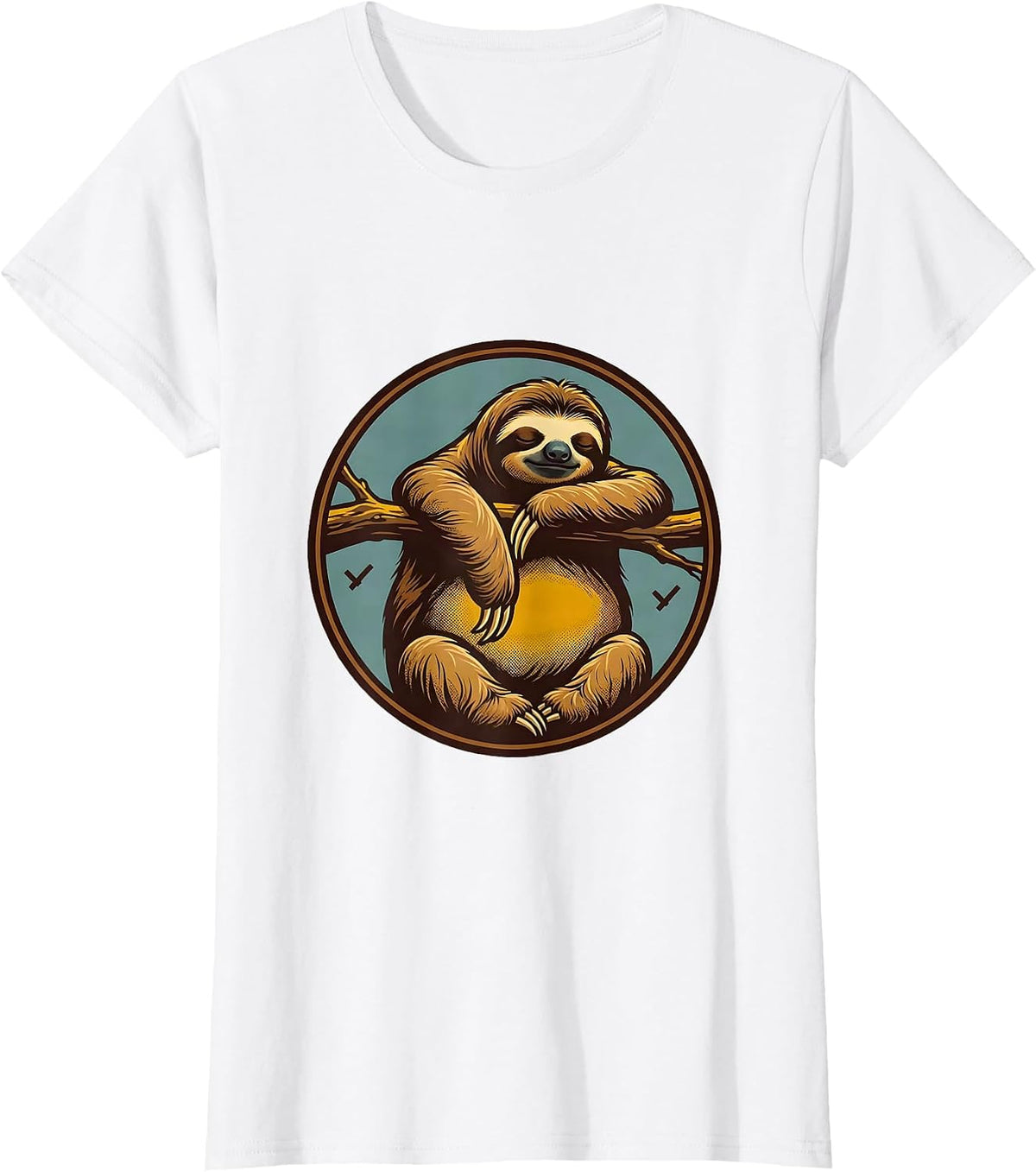 Sealed Sloth Badge Funny Lazy Humor Novelty T-Shirt - White