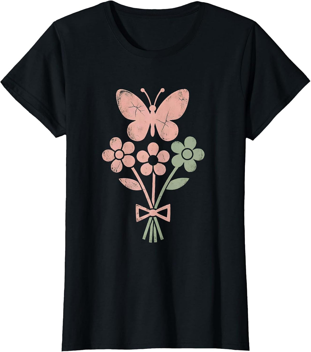 Gigi Butterfly Fingertip Nature Art Design T-Shirt - Black