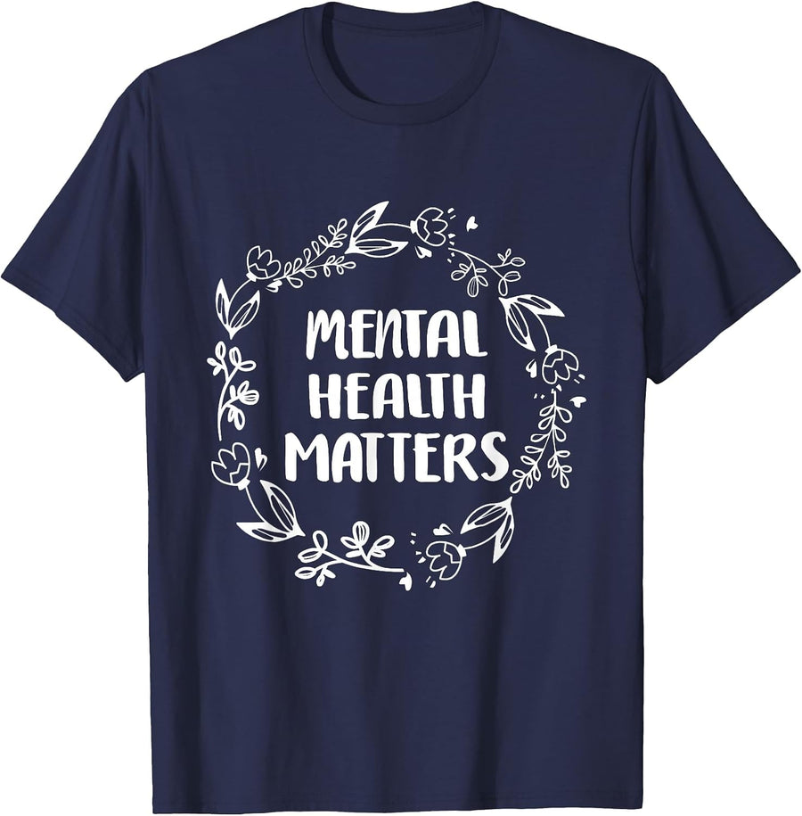 Mental Health Matters Awareness Suicide Prevention T-Shirt - Navy Blue