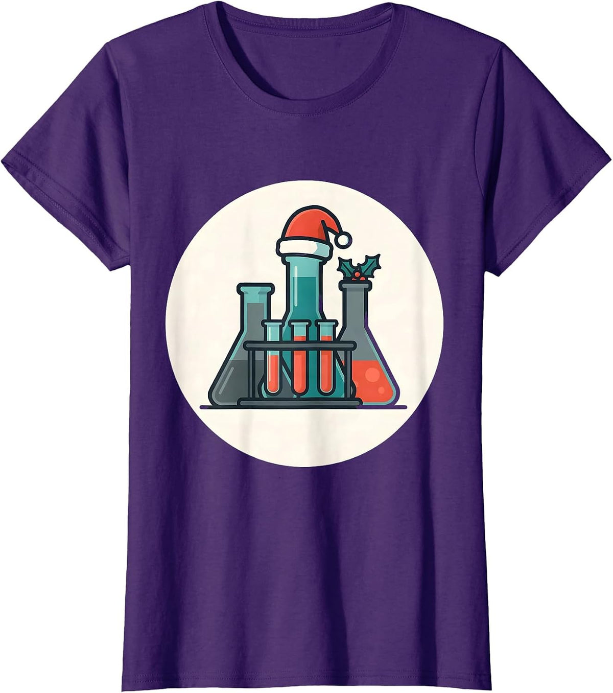 Women's Lab Tech Christmas Squad Funny Pharmacy Technician Badge T-Shirt - Purple