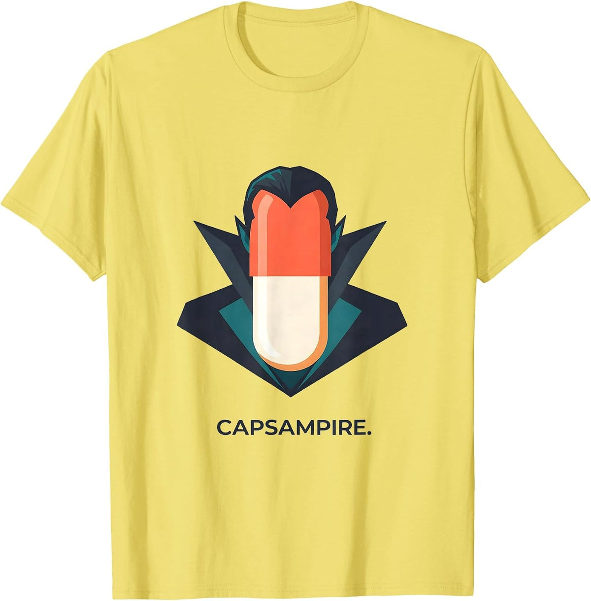 Men's Capsampire Funny Pharmacy Halloween Pharmacist Tech Crew T-Shirt - Lemon Yellow