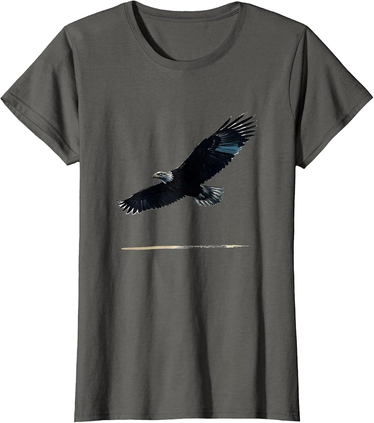 Women's Bald Eagle Silhouette Ink Brush Nature Lover T-Shirt - Asphalt Grey