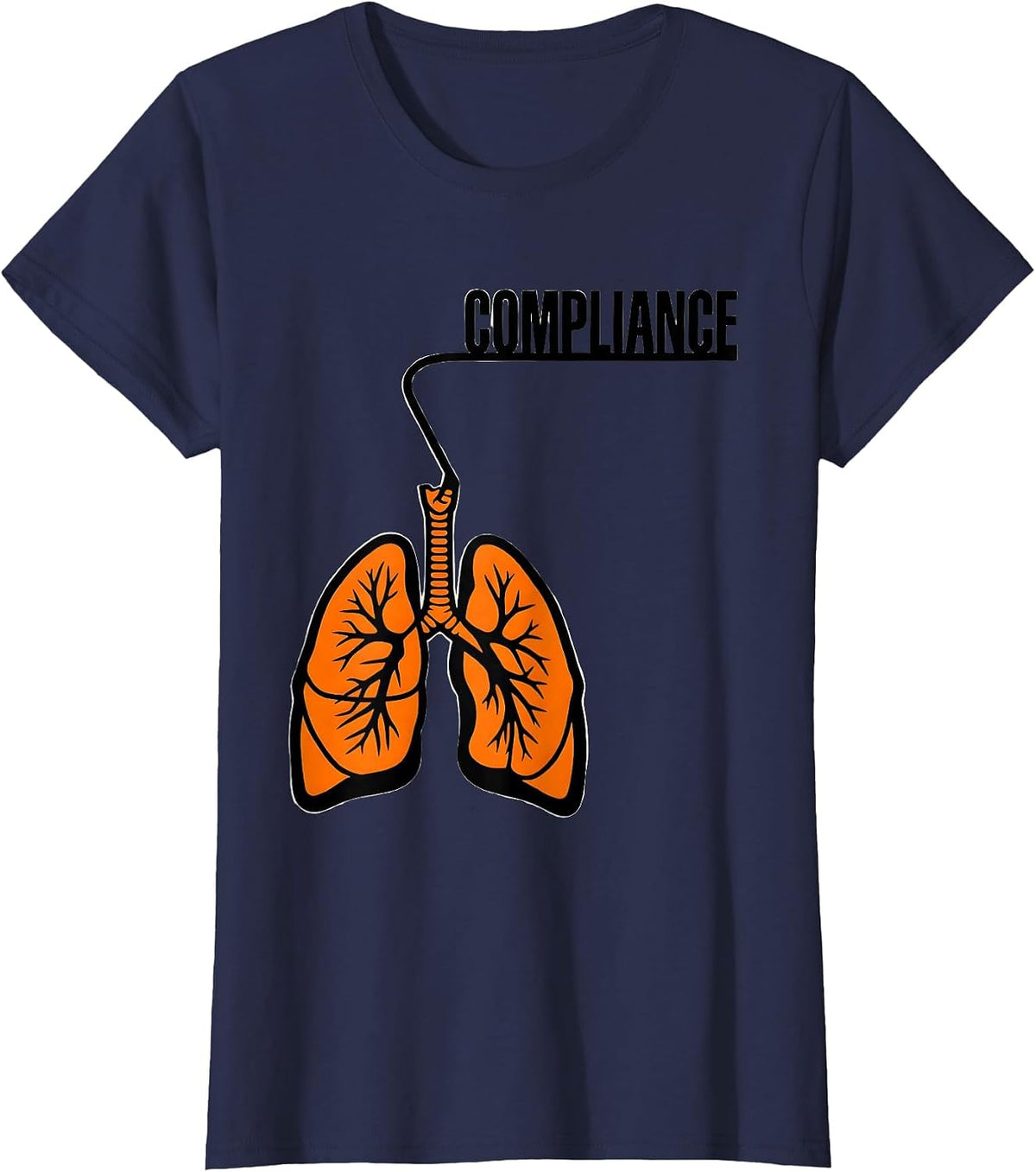 Women's Compliance Stencil Graphic Respiratory Therapist RT T-Shirt - Navy Blue