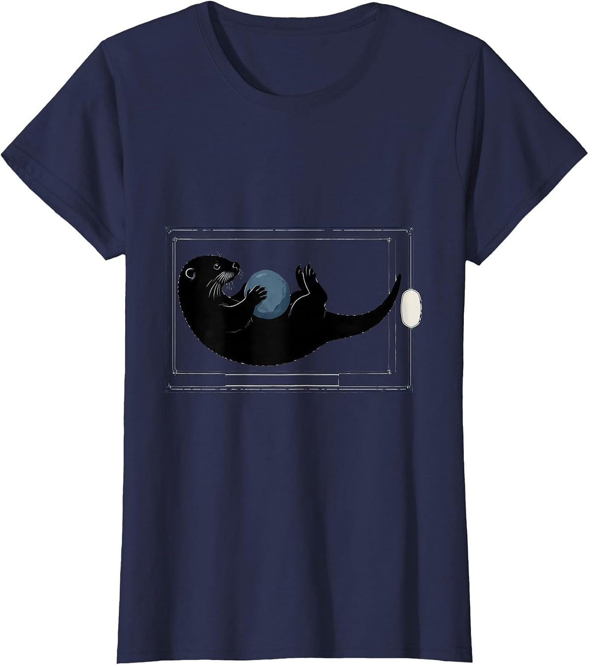 Women's Otter Silhouette Funny Otter Lover Gift For Kid Teens T-Shirt - Navy Blue