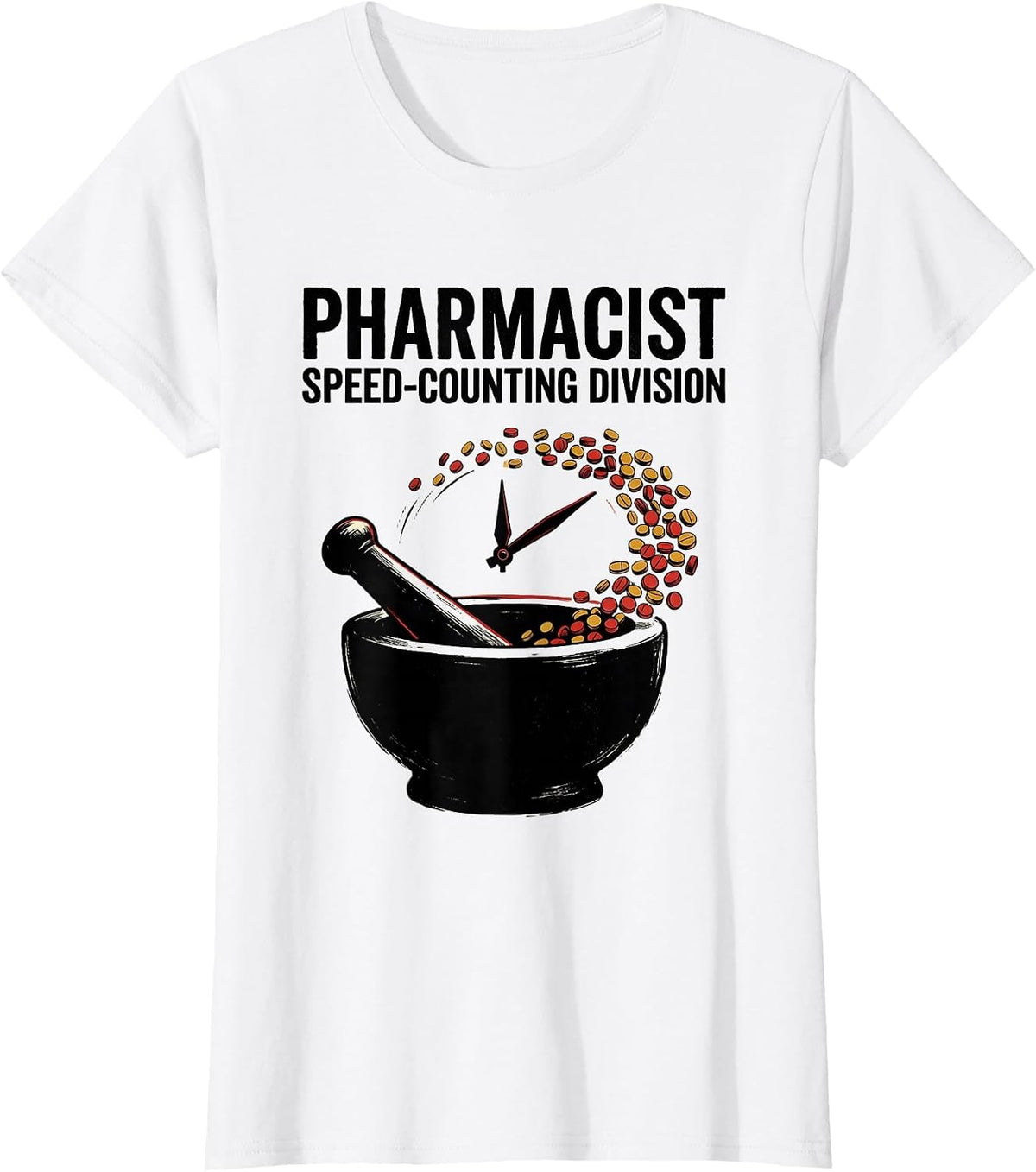Pharmacist Speed-Counting Division Funny Pharmacy Crew Gift T-Shirt - White