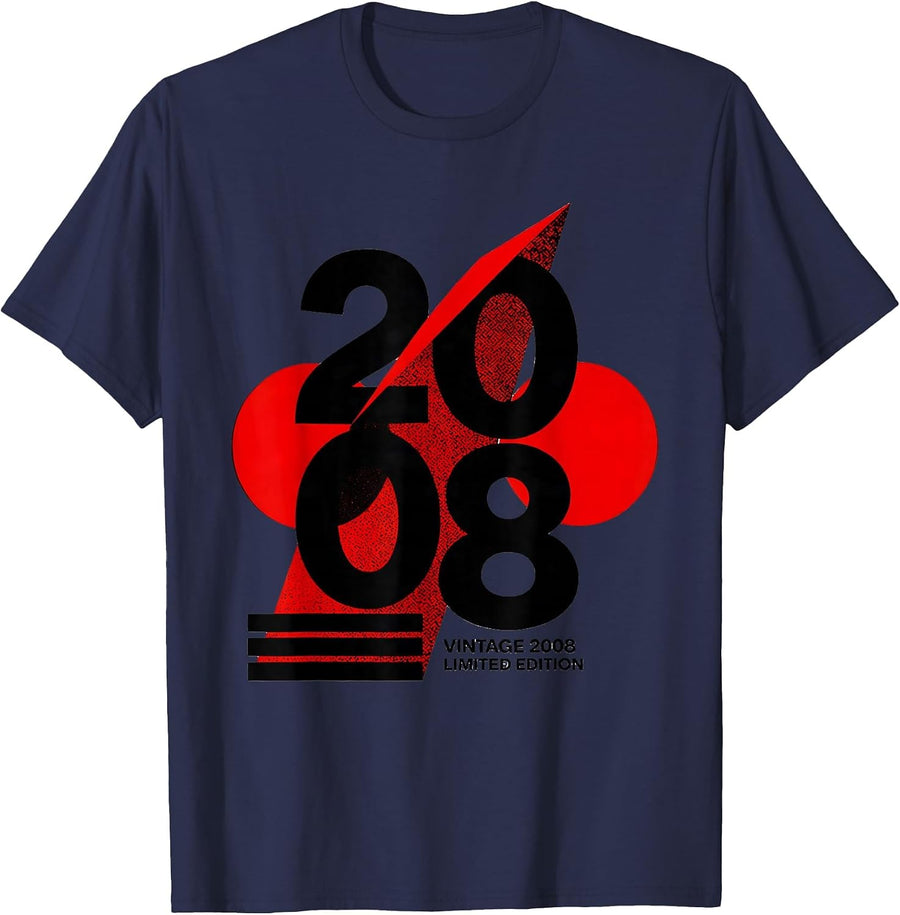 Vintage 2008 Limited Edition Retro Birthday Milestone Gift T-Shirt - Navy Blue