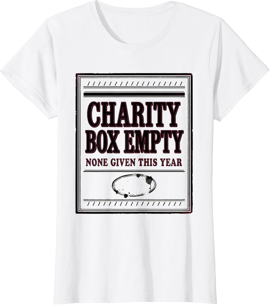 Women's Charity Box Empty None Given This Year Vintage Literary T-Shirt - White