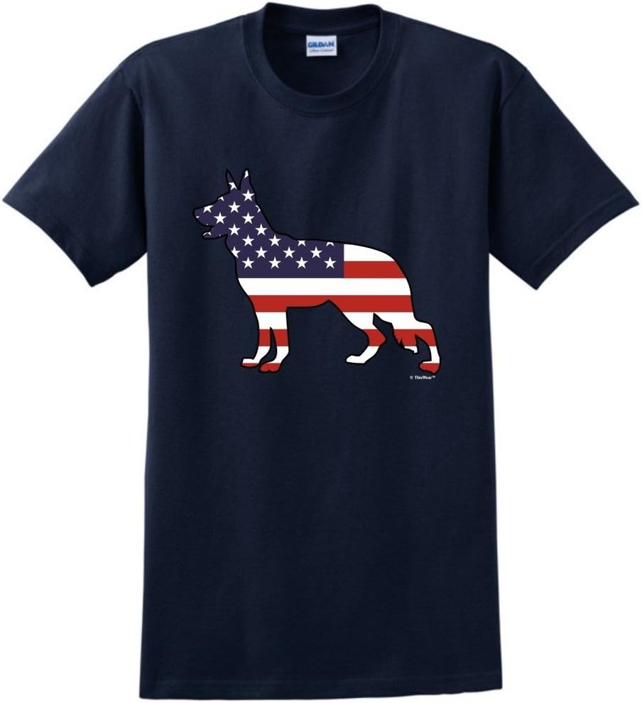 ThisWear Patriotic Dog Gift German Shepherd American Flag T-Shirt - Navy