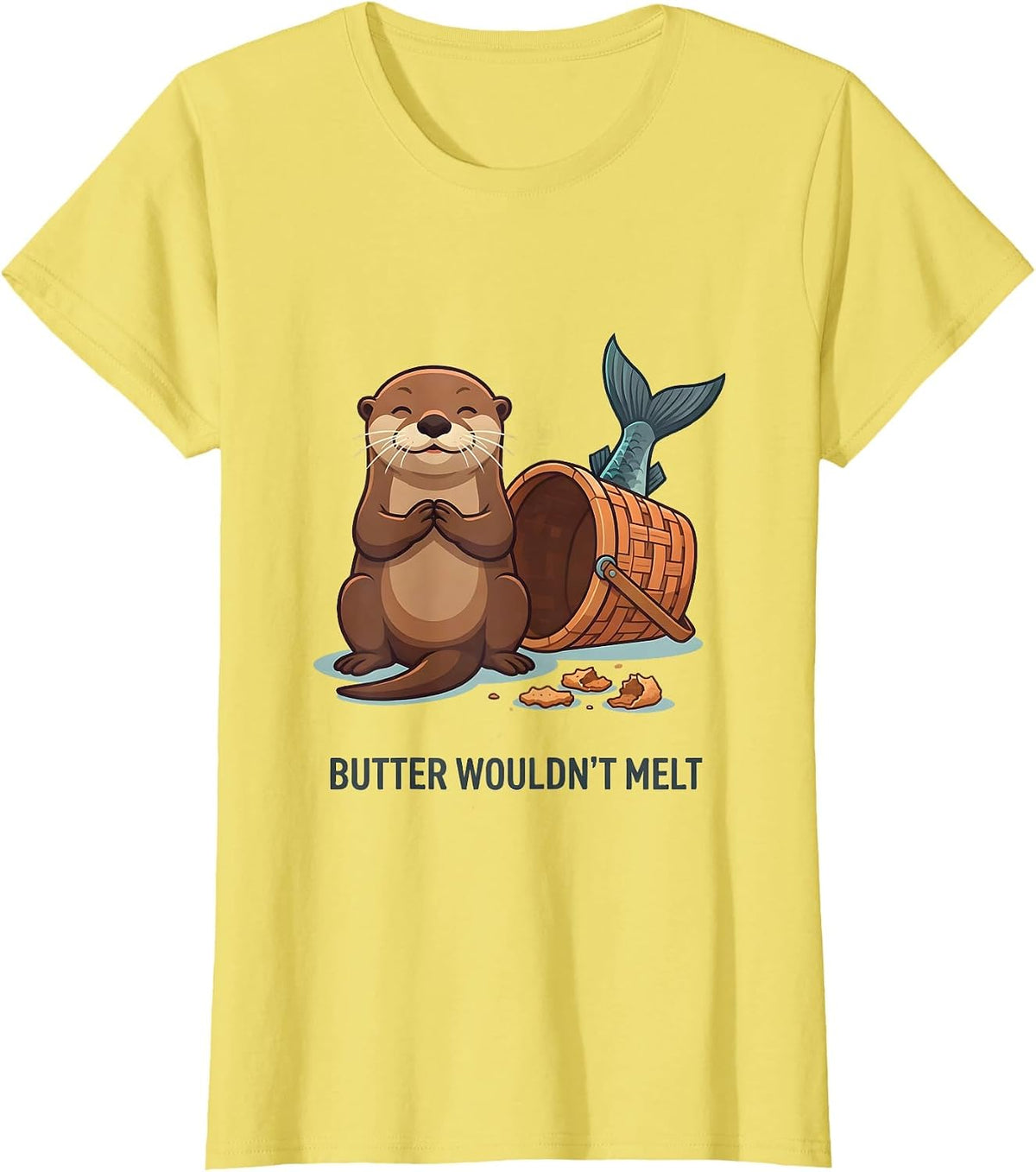 Butter Wouldn't Melt Funny Otter Lover Pun Gift T-Shirt - Lemon Yellow