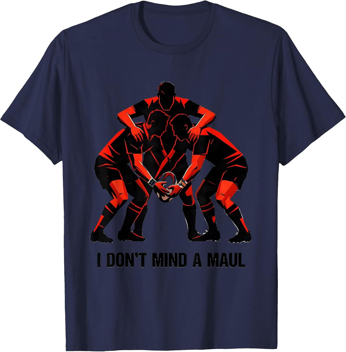 I Don't Mind A Maul Geometric Rugby Player Fan Humor Vintage T-Shirt - Navy Blue