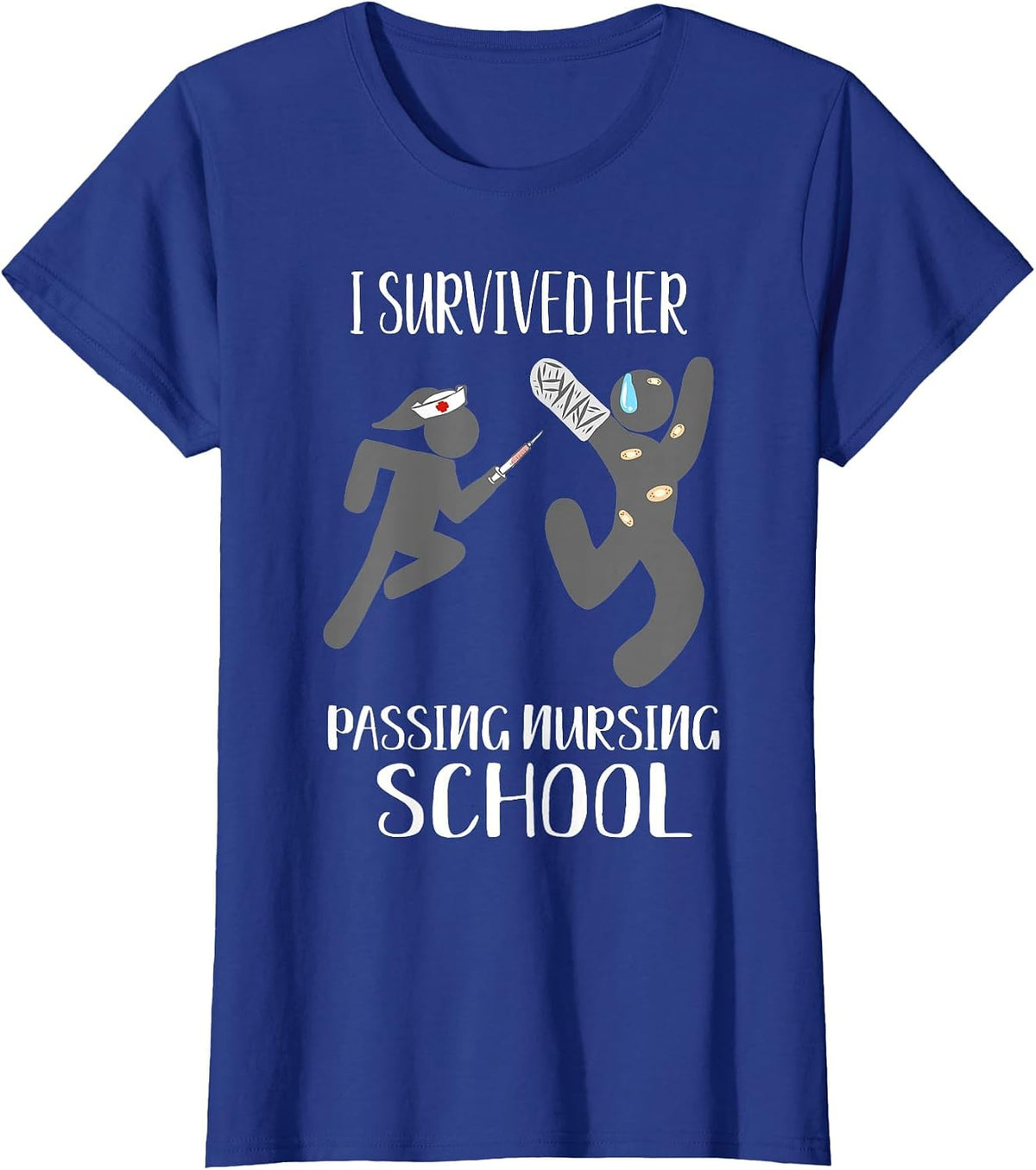 I Survived Her Passing Nursing School for Him Boyfriend Men T-Shirt - Royal Blue