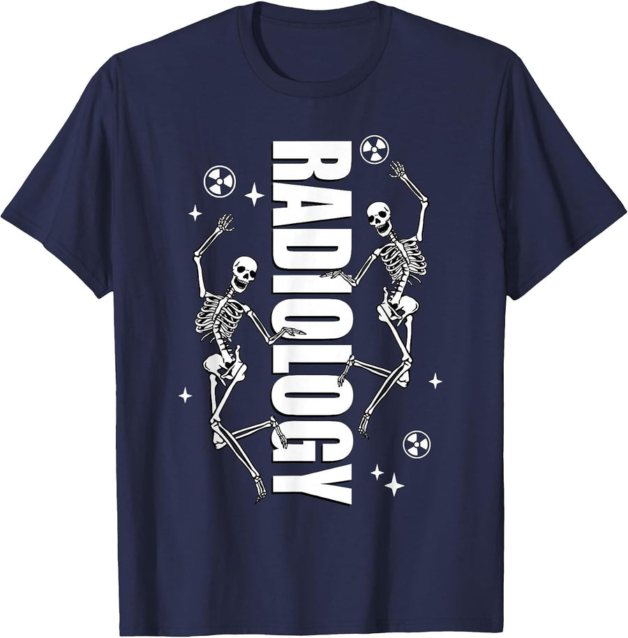 Radiology Department Funny Skeleton Radiologic X-ray Tech T-Shirt - Navy Blue