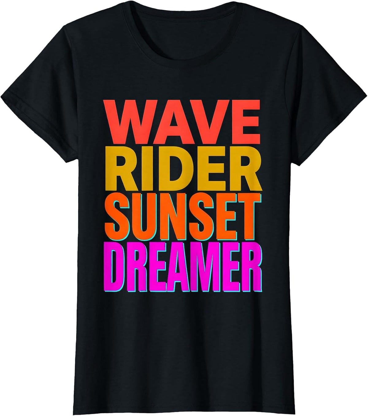 Wave Rider Sunset Dreamer Hawaiian Design T-Shirt - Black