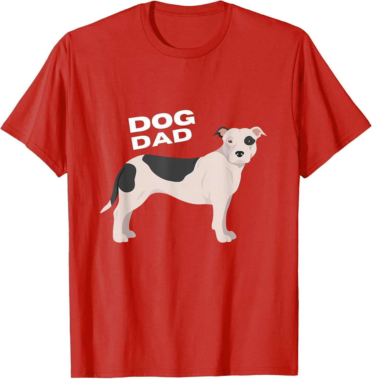 Black & White American Pit Bull Terrier Dog Dad Man T-Shirt - Red