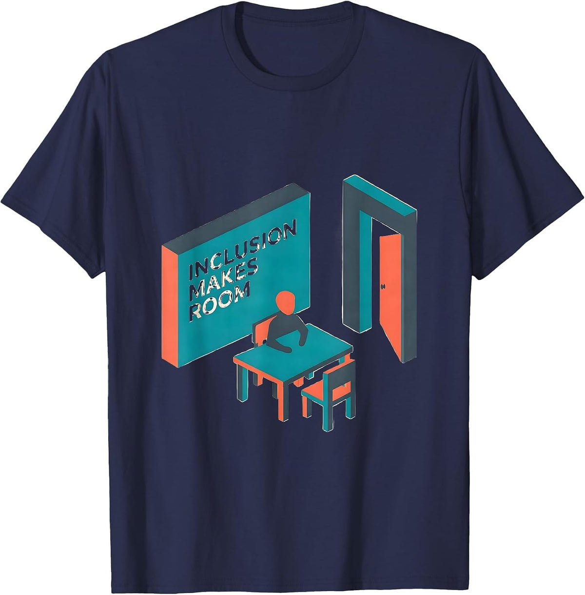 Men's Inclusion Makes Room Special Education Teacher Autism T-Shirt - Navy Blue