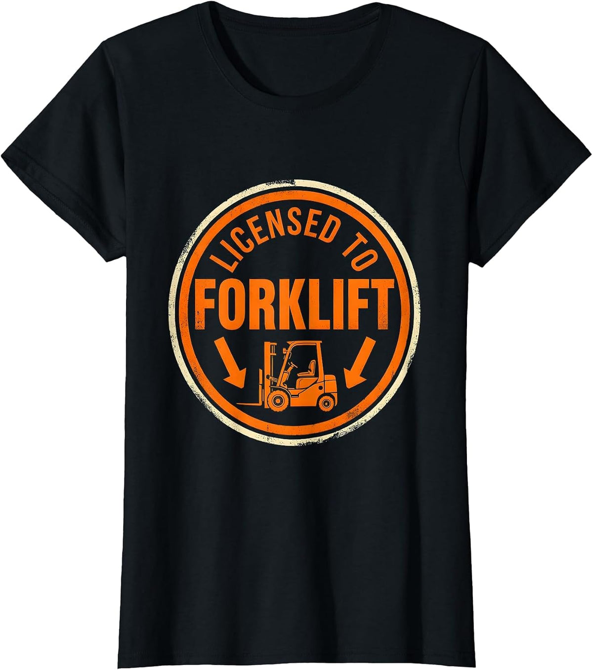 Licensed To Forklift Funny Construction Worker Forklift T-Shirt - Black