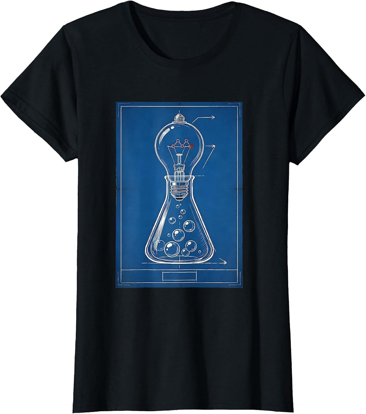 Science Teacher Chemical Flask Lightbulb Illustration T-Shirt - Black