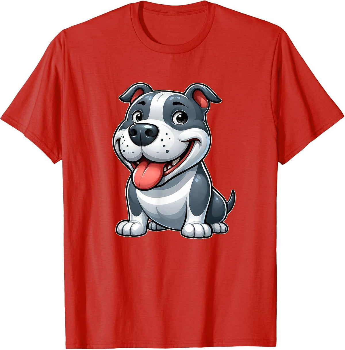 Cute Cartoon American Staffordshire Terrier T-Shirt - Red