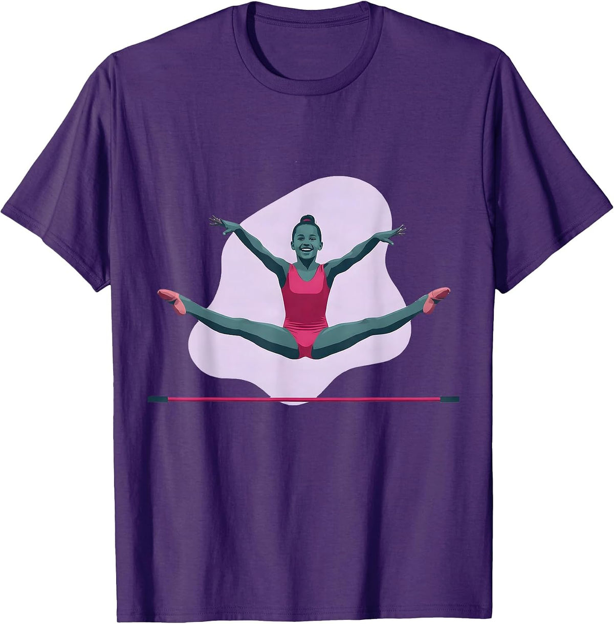 Men's Straddle Jump Gymnastics Silhouette Kids Athlete Gift T-Shirt - Purple