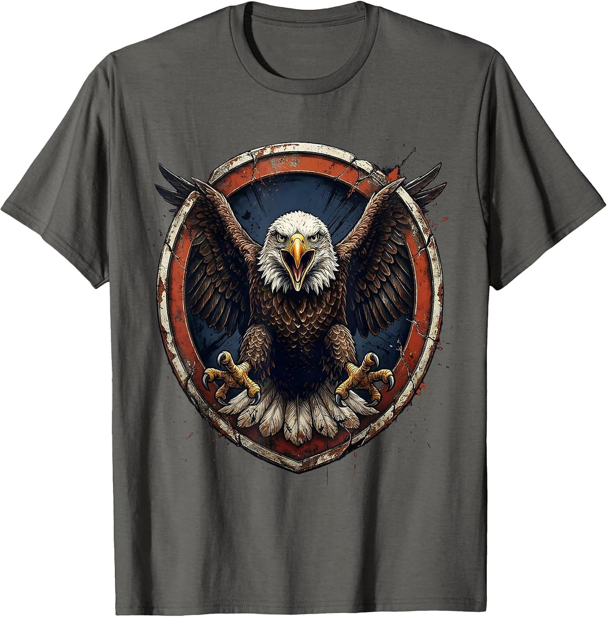 Bald Eagle Talons Extended Patriotic Faith Design T-Shirt - Asphalt Grey