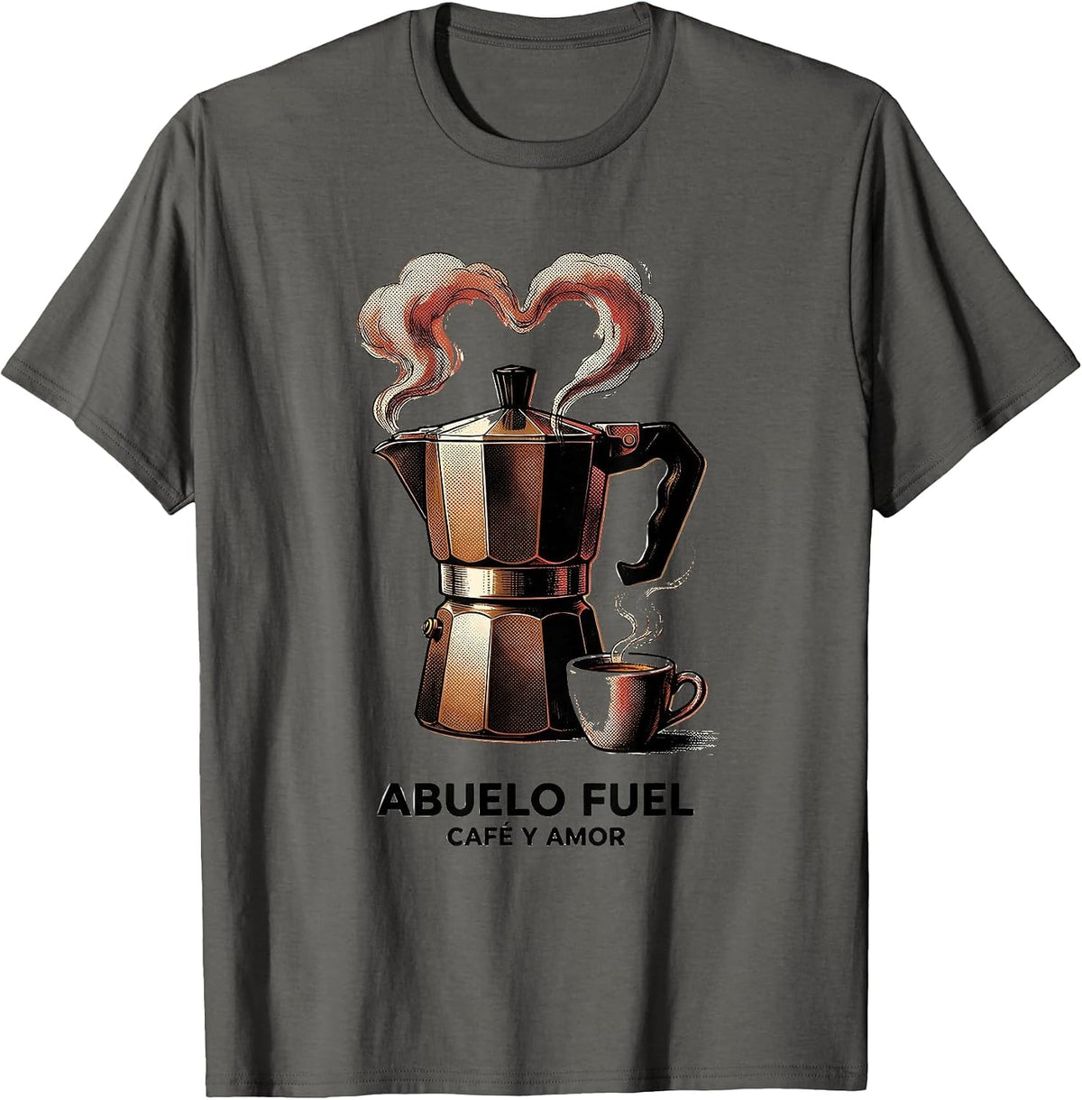 Abuelo Fuel Cafe y Amor Grandpa Design T-Shirt - Asphalt Grey