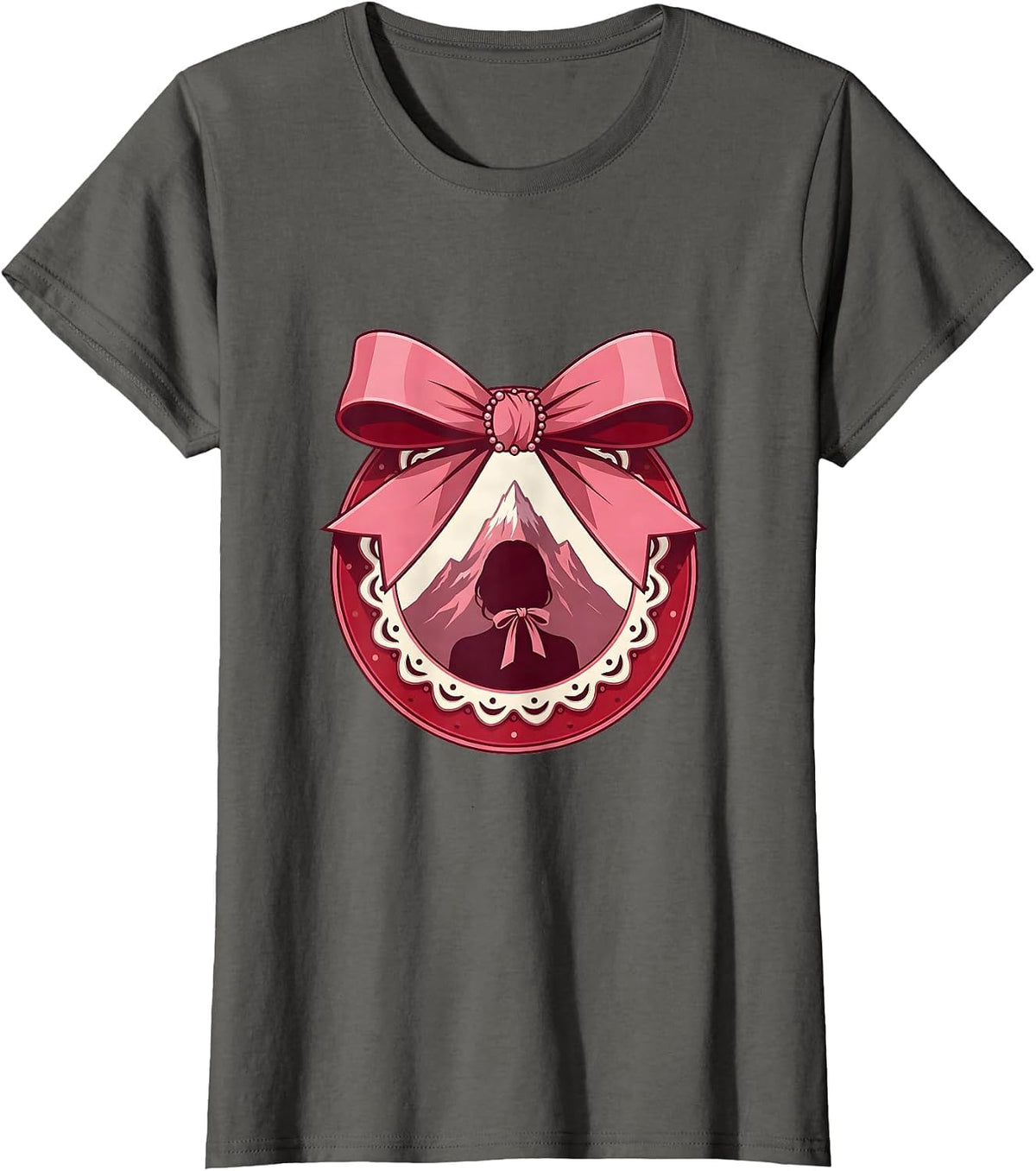 Women's Gigi Mountain Peak Scenic Illustration T-Shirt - Asphalt Grey