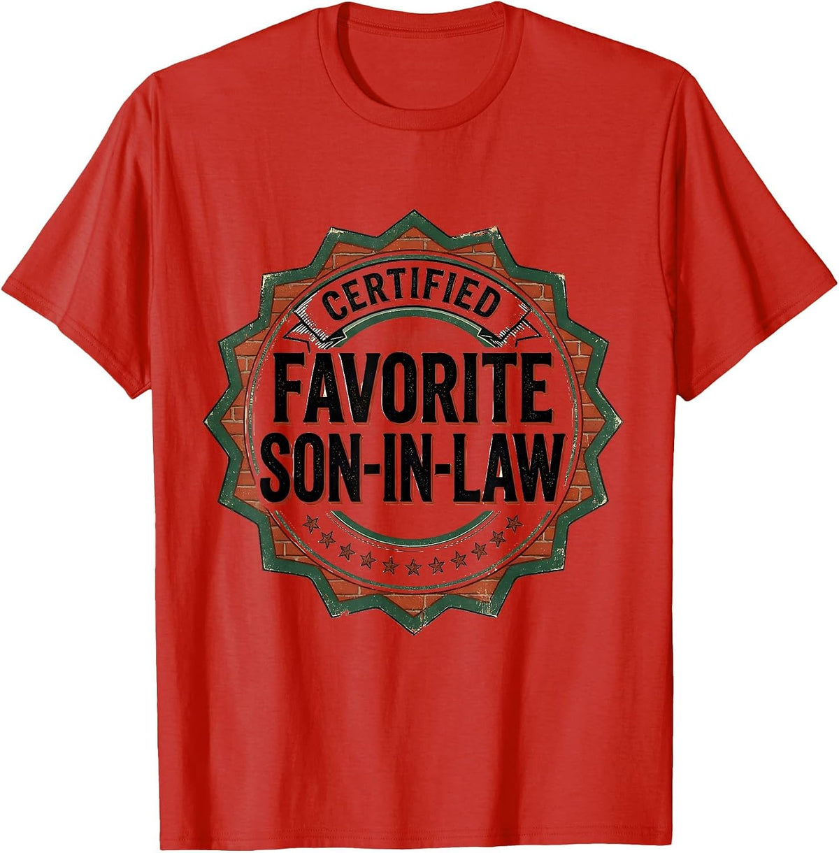 Men's Certified Favorite Son-In-Law Funny Vintage Badge Family T-Shirt - Red