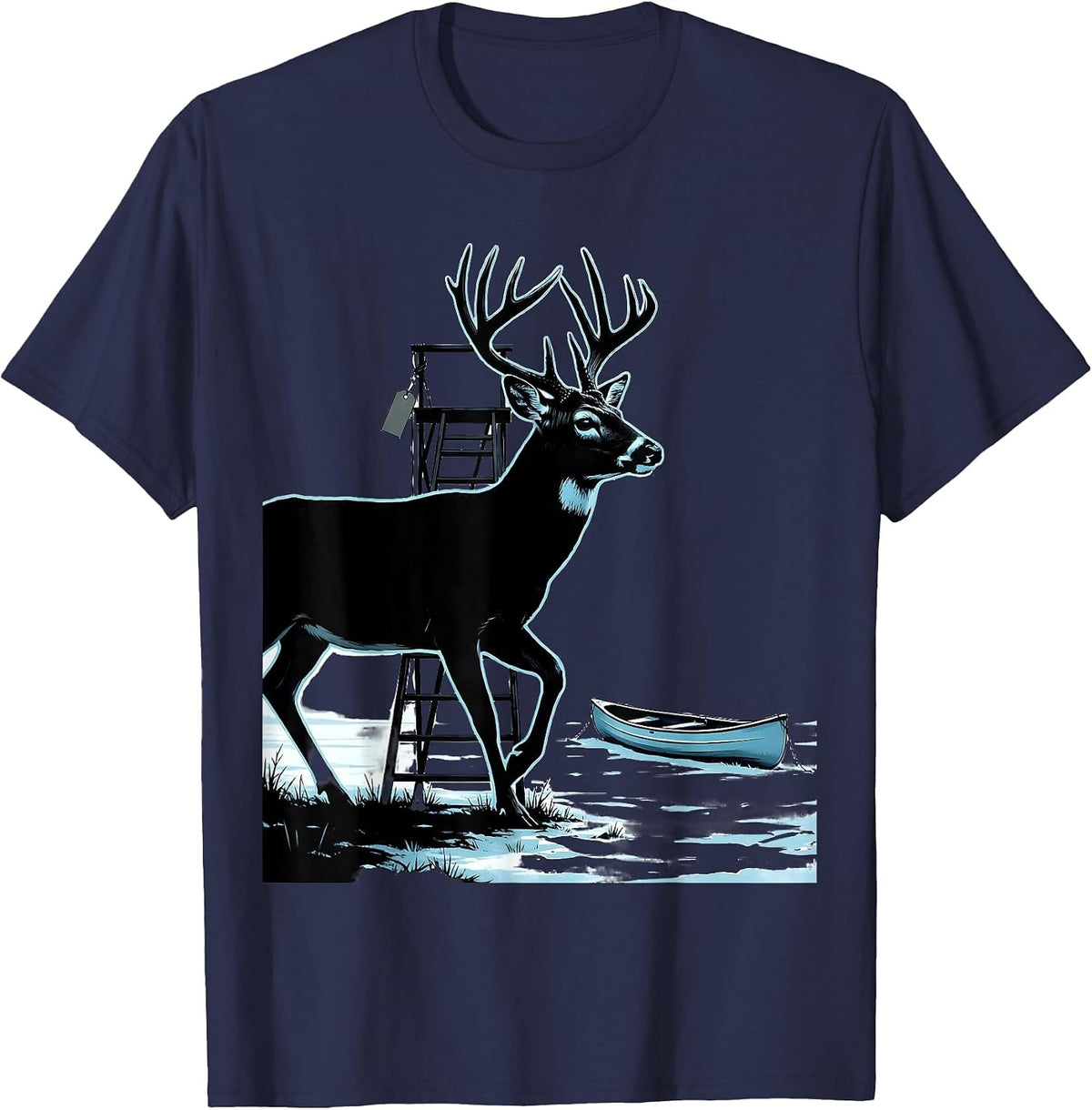 Men's Whitetail Buck Hunting Humor Dad Gift T-Shirt - Navy Blue