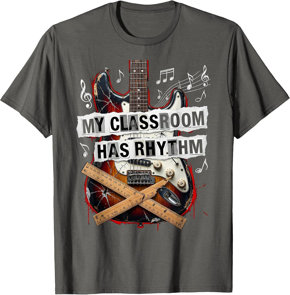 My Classroom Has Rhythm Music Teacher Design T-Shirt - Asphalt Grey
