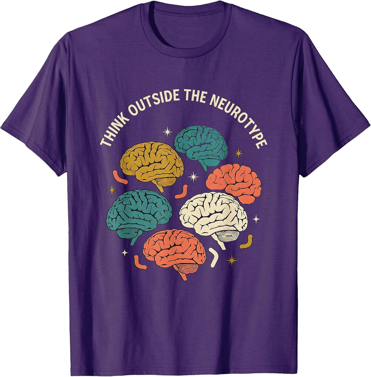 Men's Think Outside the Neurotype Neurodiversity Design T-Shirt - Purple