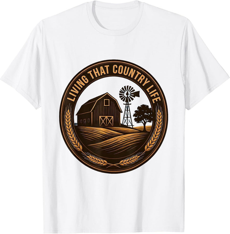 Men's Living That Country Life Rustic Design T-Shirt - White