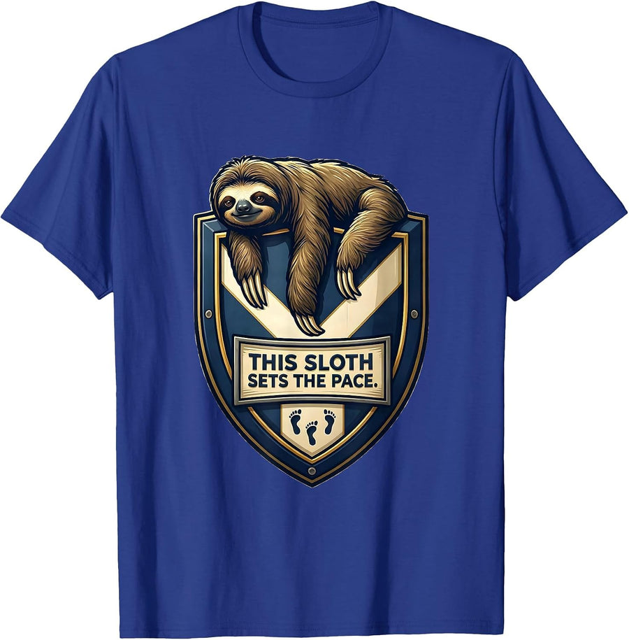 This Sloth Sets The Pace Funny Sloth Lover Humor Gift T-Shirt, Men, Royal Blue, X-Large - As Pictured
