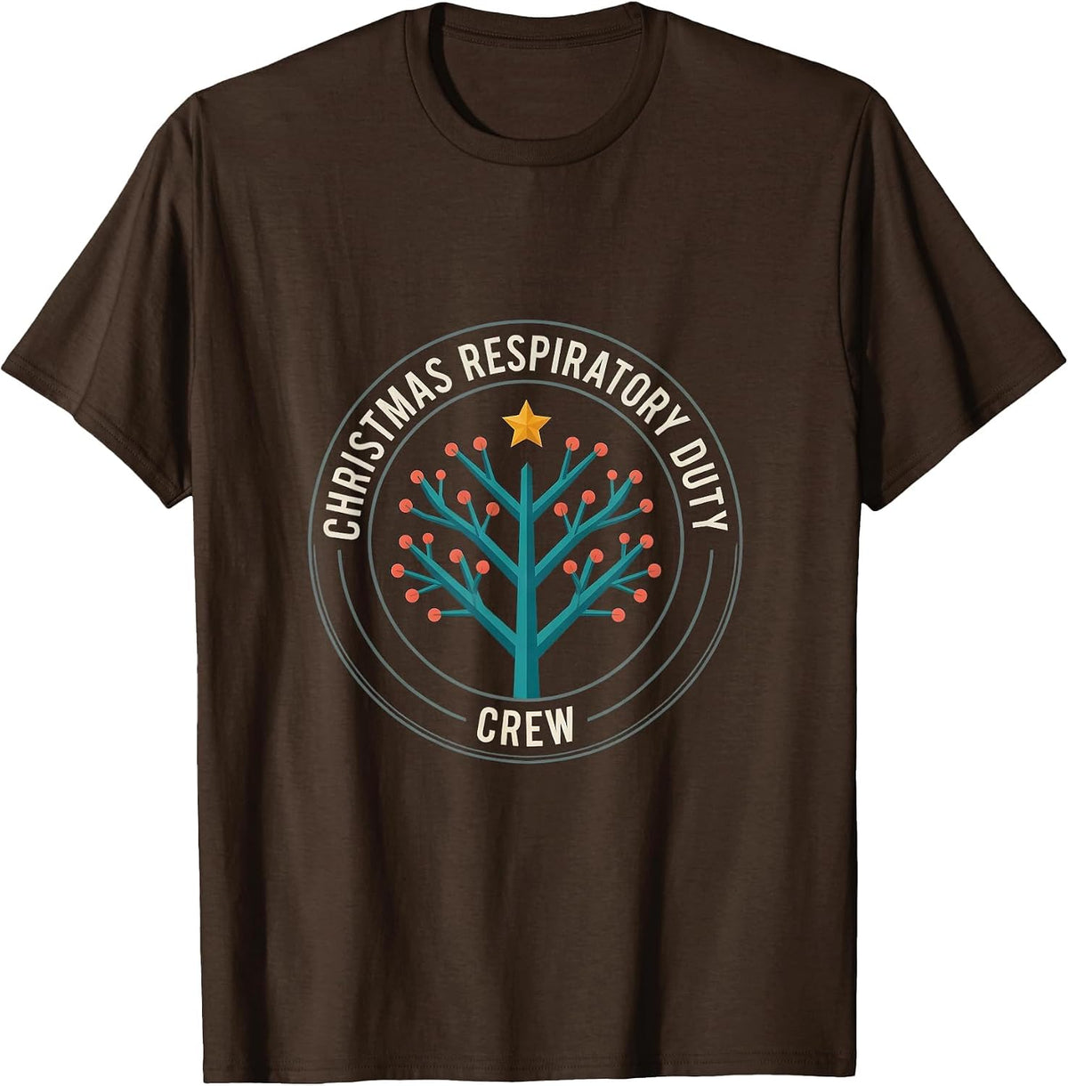 Christmas Respiratory Duty Crew Funny Respiratory Therapist T-Shirt - Brown