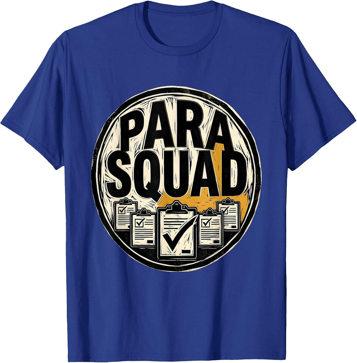 Men's Para Squad Linocut Teacher Aide Appreciation Back To School T-Shirt - Royal Blue