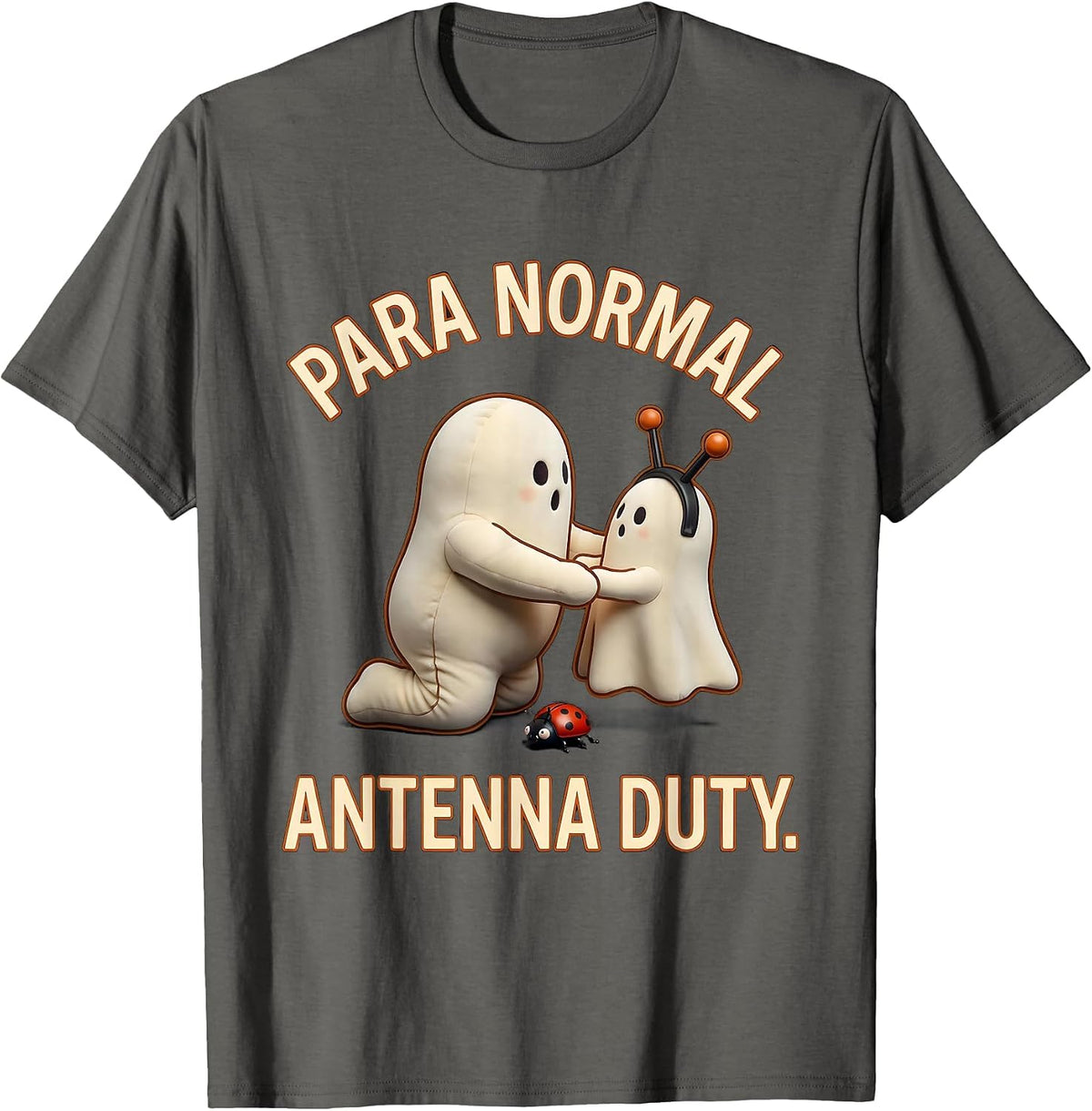 Men's Para Normal Antenna Duty Cute Ghost Para Teacher Halloween T-Shirt - Asphalt Grey