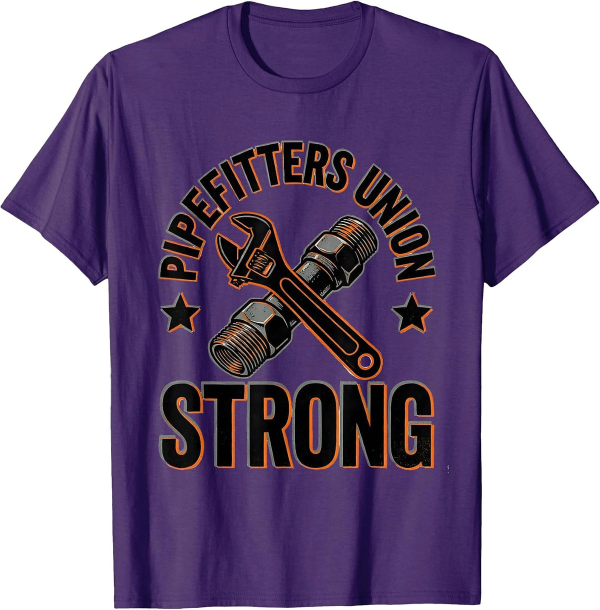 Men's Pipefitters Union Strong Skilled Trades Worker Labor Day T-Shirt - Purple