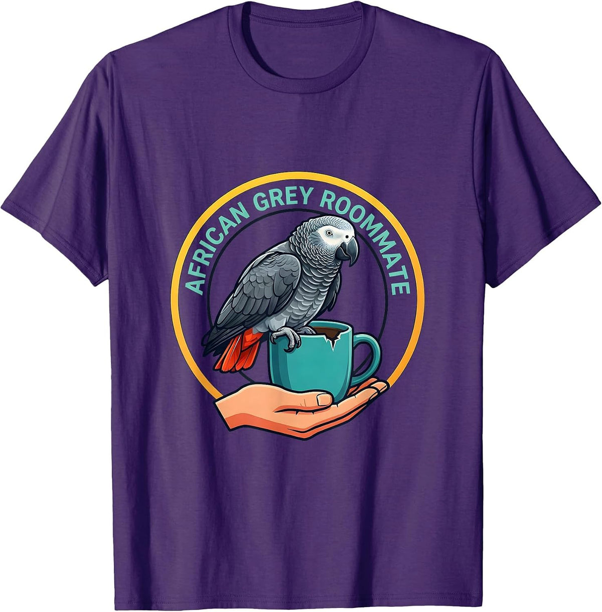 African Grey Roommate Funny Parrot Lover Bird Owner Gift T-Shirt - Purple
