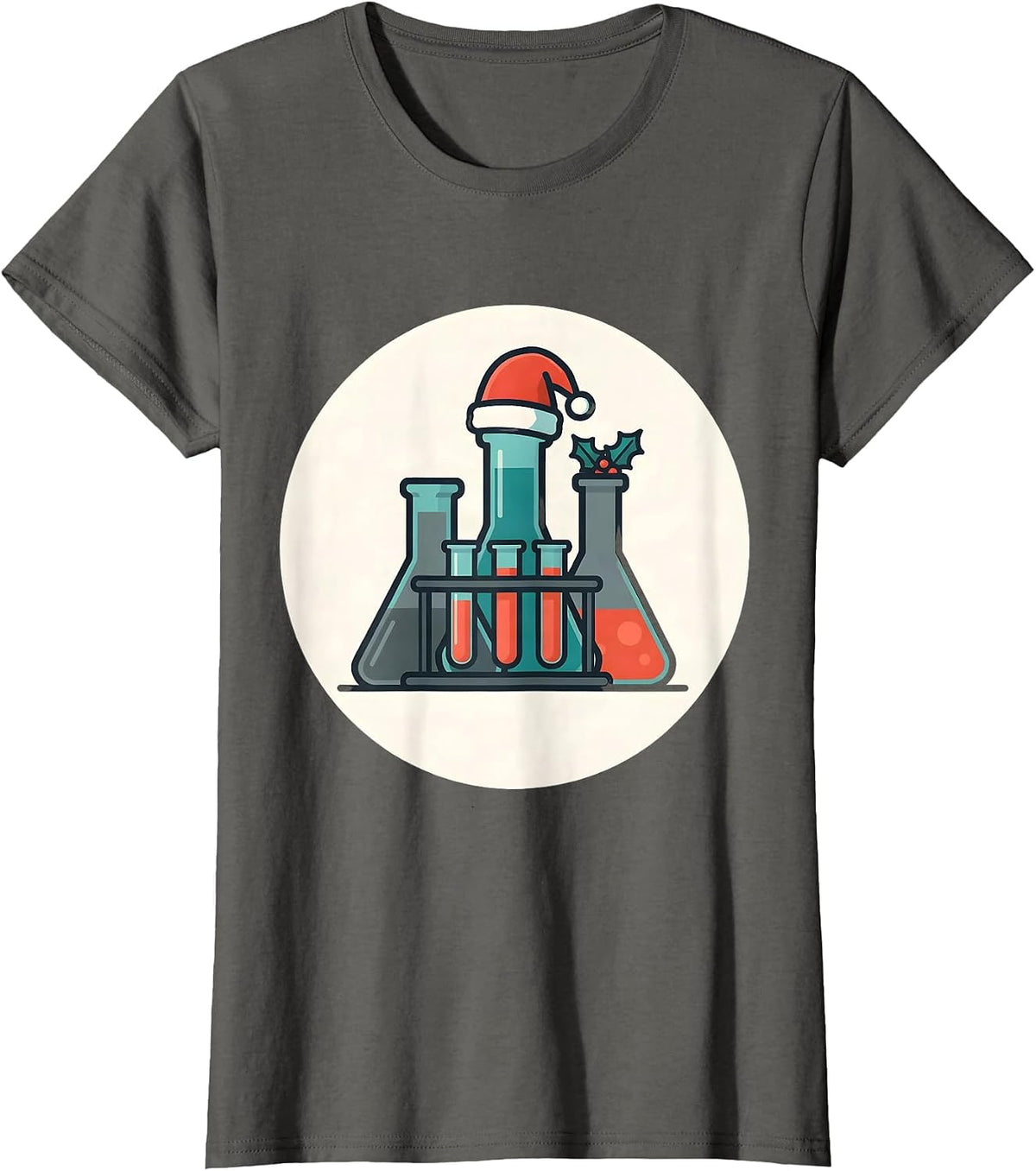 Women's Lab Tech Christmas Squad Funny Pharmacy Technician Badge T-Shirt - Asphalt Grey