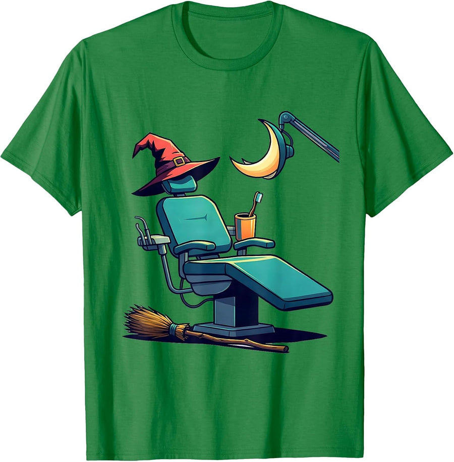 Men's Dental Hygienist Halloween Witch Humor Occupation T-Shirt - Kelly Green