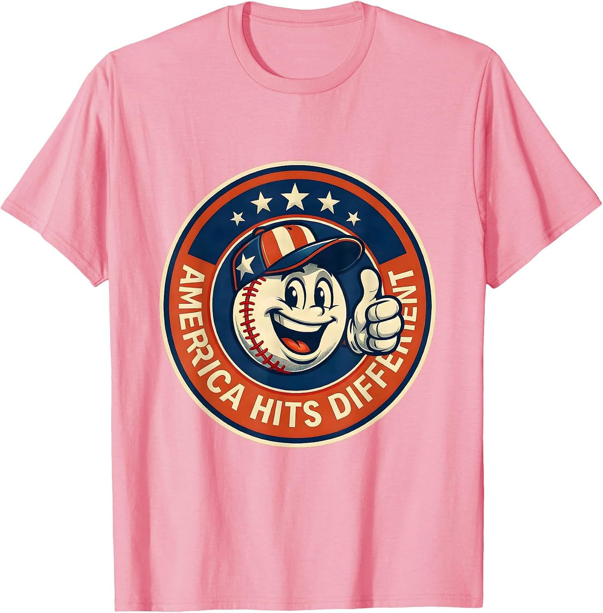 Men's America Hits Different Patriotic USA Design T-Shirt - Pink