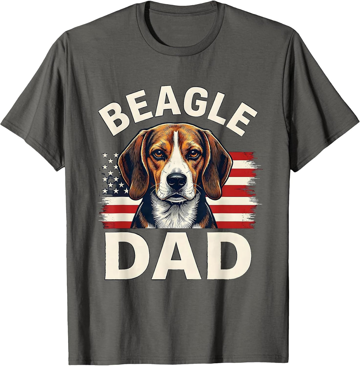 Men's Beagle Dad Patriotic 4th Of July Truck Lover Gift T-Shirt - Asphalt Grey