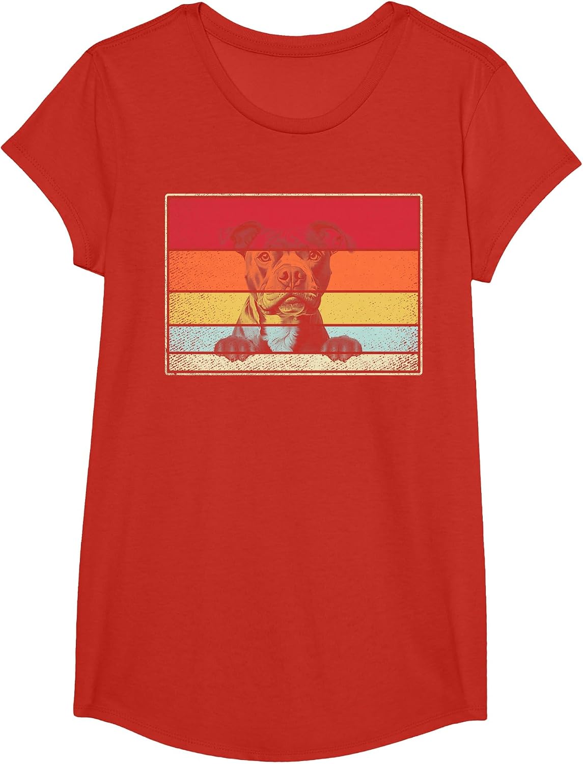 Staffy Dog Classic Retro Vintage Style T-Shirt - Girls Red