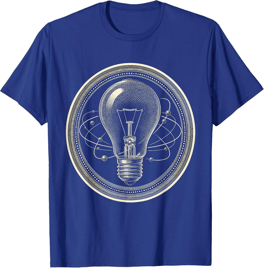 Science Teacher Atom Lightbulb Illustration T-Shirt - Royal Blue