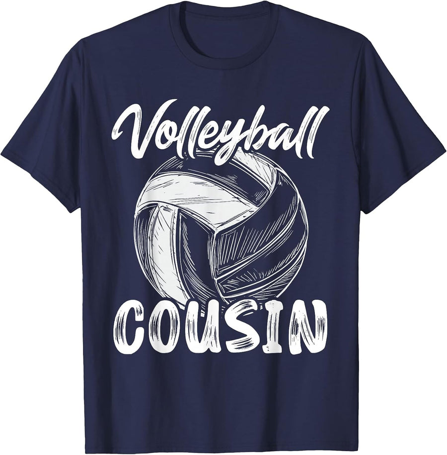 Volleyball Cousin for Men Family Matching Volleyball Players T-Shirt - Navy Blue